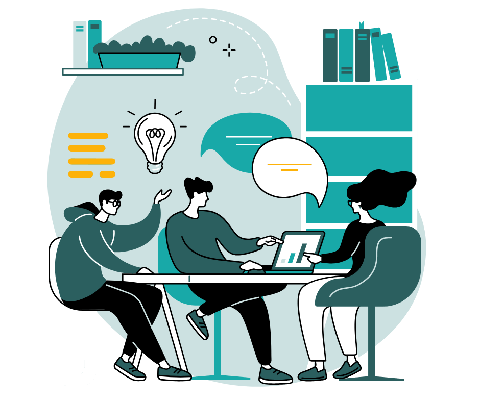 Equipe travaillant sur un fichier financier