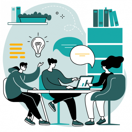 Equipe travaillant sur un fichier financier