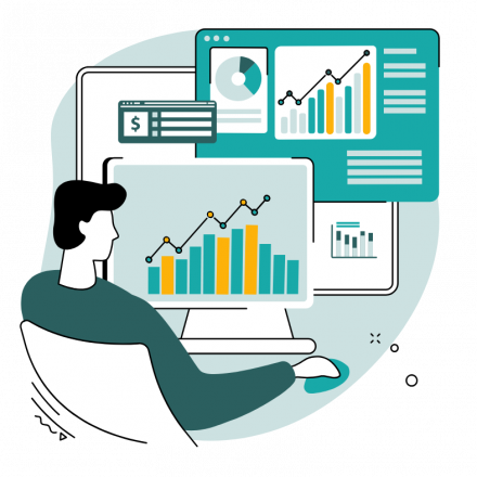 Salarié qui travaille sur des fichiers financiers