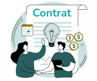 Equipe discutant d'un contrat de prestation